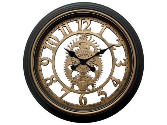 Ρολόι Τοίχου 280-122-022 Φ50cm Brown-Gold Πλαστικό