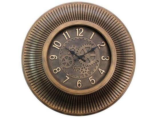 Ρολόι Τοίχου 280-122-023 Φ55cm Brown-Gold Πλαστικό