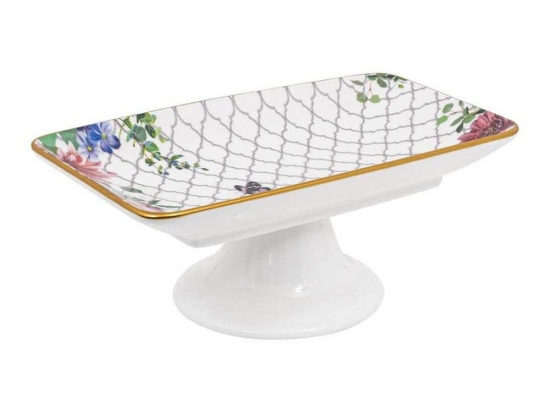 Τουρτιέρα Με Πόδι Butterfly 855-122-068 28x16cm Multi Κεραμικό