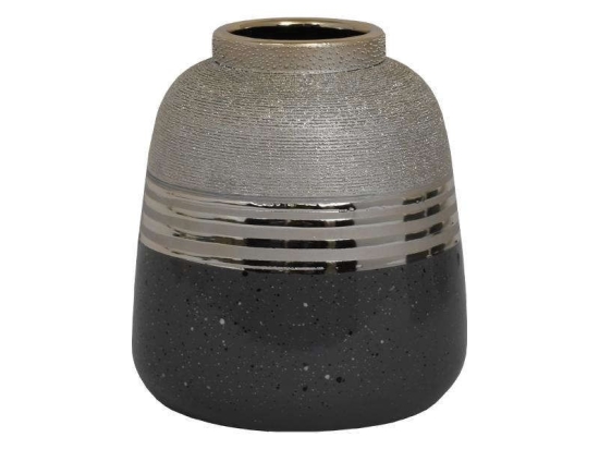 Βάζο Κεραμικό Marble 03-221-104 17,8x17,8x19,6cm Grey-Gold Κεραμικό