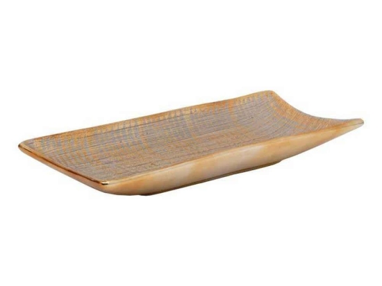 Διακοσμητική Πιατέλα 08-221-207 39,5x18,5x5,5cm White-Gold Κεραμικό
