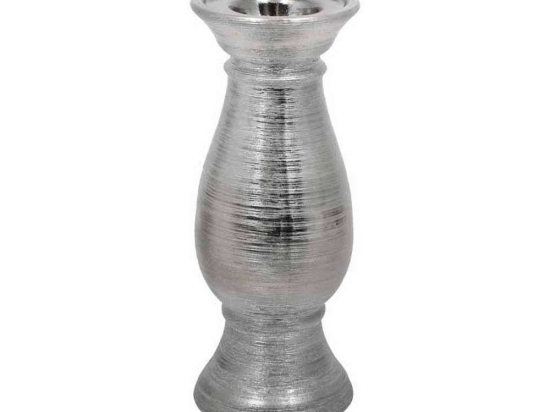 Κηροπήγιο Κεραμικό 08-221-196 10x10x26cm Silver Κεραμικό
