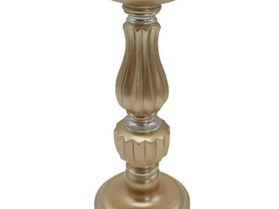 Κηροπήγιο 279-222-182 11x11x25,5cm Gold Πολυρεσίνη