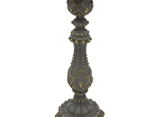 Κηροπήγιο Leaf 279-222-171 10x10x26,5cm Silver Πολυρεσίνη