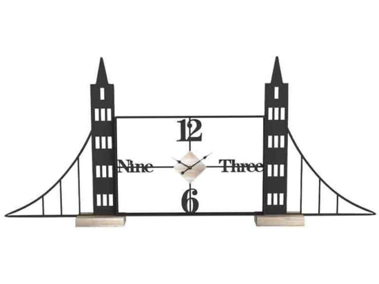 Ρολόι Επιτραπέζιο Bridge 125-222-334 50x8x30cm Natural-Black Μέταλλο,Ξύλο