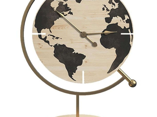 Ρολόι Επιτραπέζιο Globe 125-222-339 22,5x12x30,5cm Multi Μέταλλο,Ξύλο
