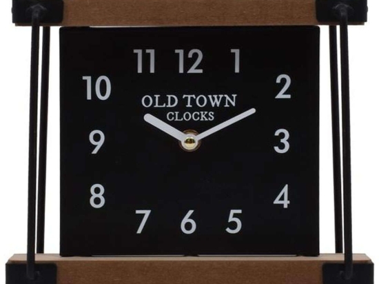 Ρολόι Επιτραπέζιο Old Town 125-222-338 22,5x8,5x18,5cm Brown-Black Μέταλλο,Ξύλο