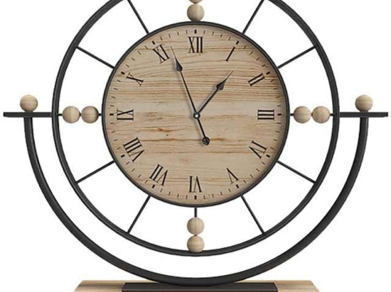 Ρολόι Επιτραπέζιο 125-222-340 28x6x25,5cm Natural-Black Μέταλλο,Ξύλο