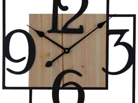 Ρολόι Τοίχου 125-222-341 50x5x50cm Natural-Black Μέταλλο,Ξύλο