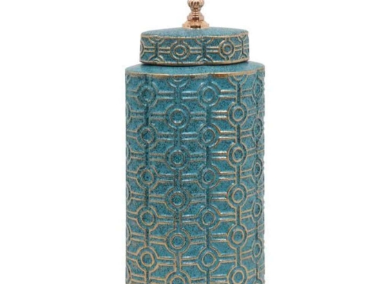 Βάζο Κεραμικό 373-122-783 17x11x40cm Veraman-Gold Κεραμικό
