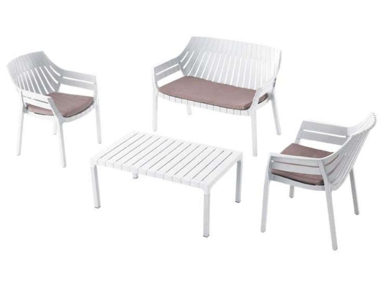 Σαλόνι Κήπου Elton (Σετ 4Τμχ) 807-123-008 White-Grey 4 Θέσεων