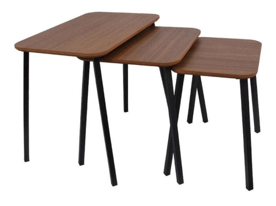 Τραπεζάκια Ζιγκόν (Σετ 3Τμχ) 835-223-277 60x40x50cm Oak-Black