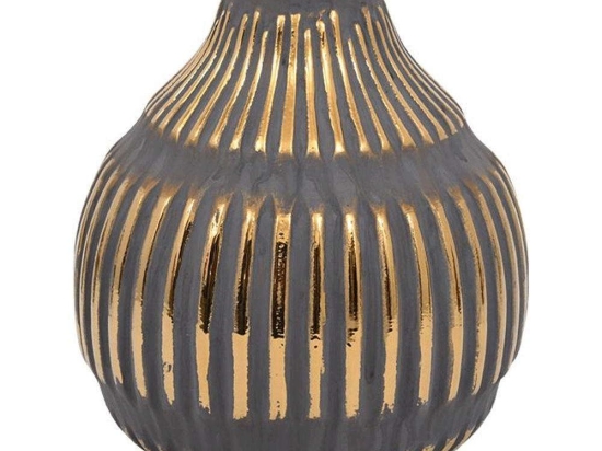 Βάζο 023-223-102 21x21x21cm Gold-Grey Κεραμικό