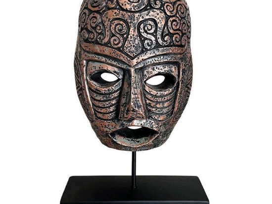 Διακοσμητικό Επιτραπέζιο Face 0038-223-048 20,5x10,5x35,5cm Black-Bronze Πολυρεσίνη