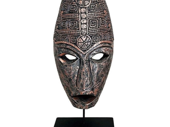 Διακοσμητικό Επιτραπέζιο Face 0038-223-050 22x11,5x50cm Black-Bronze Πολυρεσίνη