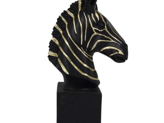 Διακοσμητικό Επιτραπέζιο Zebra 253-223-502 12,2x22x40,5cm Black-Gold Πολυρεσίνη