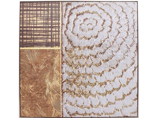 Κάδρο 373-223-981 80x3x80cm Beige-Brown Τετράγωνοι Καμβάς