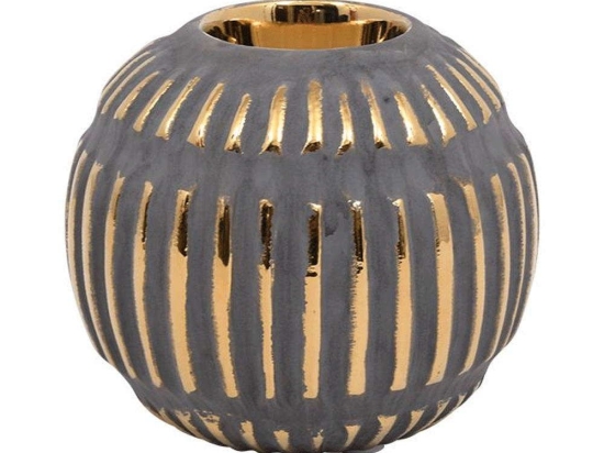 Κηροπήγιο Ρεσώ 023-223-105 13x13x11cm Gold-Grey Κεραμικό