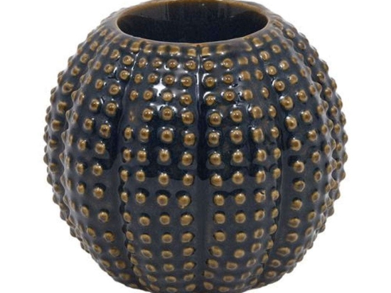 Κηροπήγιο Ρεσώ Μήλο 023-223-092 11x11x9cm Blue Black-Gold Κεραμικό
