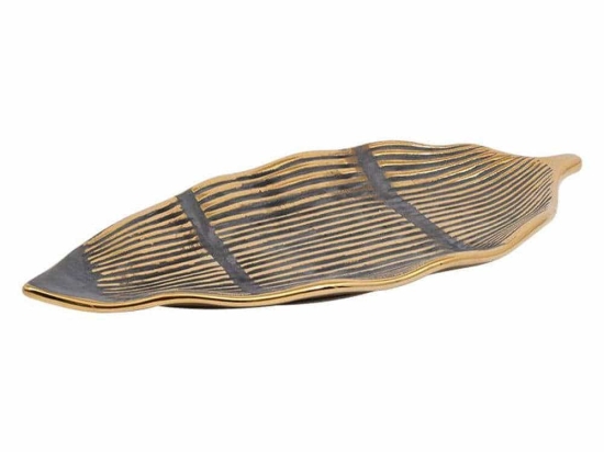 Πιατέλα Διακοσμητική 023-223-103 42x19x3,5cm Gold-Grey Κεραμικό
