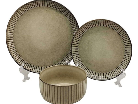 Σερβίτσιο Πιάτα Φαγητού (Σετ 18Τμχ) 373-223-991 Beige 18 τμχ Κεραμικό