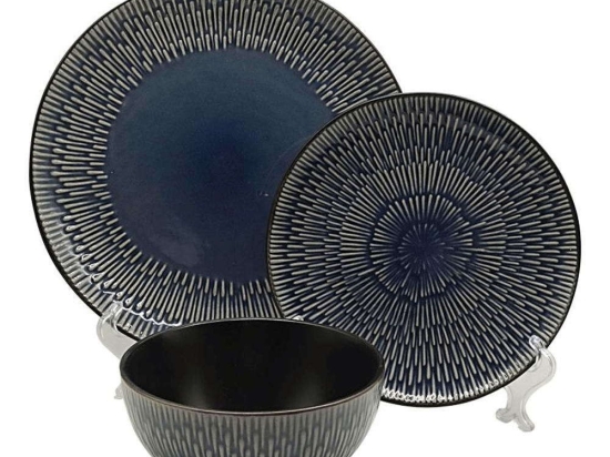 Σερβίτσιο Πιάτα Φαγητού (Σετ 18Τμχ) 373-223-993 Blue-Beige 18 τμχ Κεραμικό