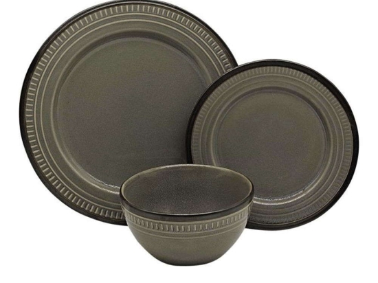Σερβίτσιο Πιάτα Φαγητού (Σετ 18Τμχ) 373-223-994 Grey 18 τμχ Κεραμικό