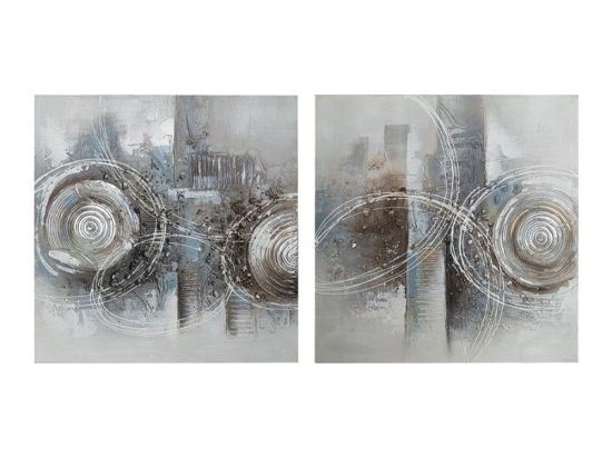 Πίνακας Καμβάς Geom 108-222-022 60x3x60cm Multi Τετράγωνοι Καμβάς