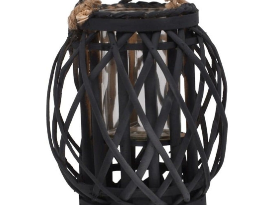 Φανάρι Amare 722-123-023 21x31cm Black Γυαλί,Bamboo