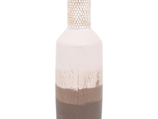 Βάζο Μεταλλικό 374-124-042 17x36cm Beige-Brown Μέταλλο