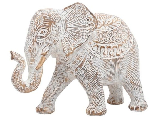 Διακοσμητικό Αντικείμενο Elephant 276-223-005 18x8x13cm White-Gold Πολυρεσίνη