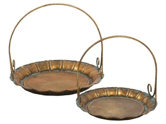 Διακοσμητικός Δίσκος (Σετ 2Τμχ) 149-223-037 28x28x27cm Bronze Μέταλλο