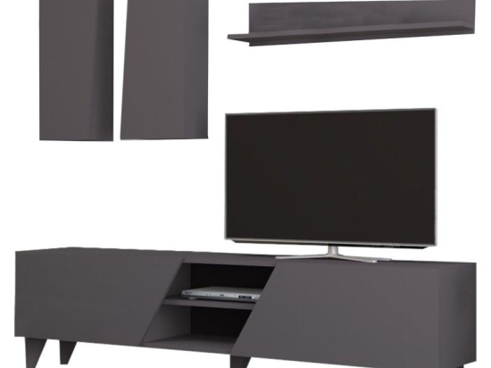 Σύνθετο σαλονιού Nasir pakoworld ανθρακί 180x35x47εκ