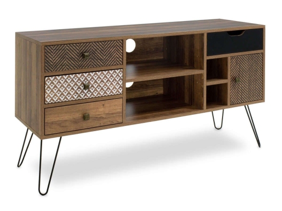 Έπιπλο Τηλεόρασης Boho Walnut Με Μεταλλικά Πόδια 120X39X64Cm 066-000002 Μελαμίνη,Μέταλλο