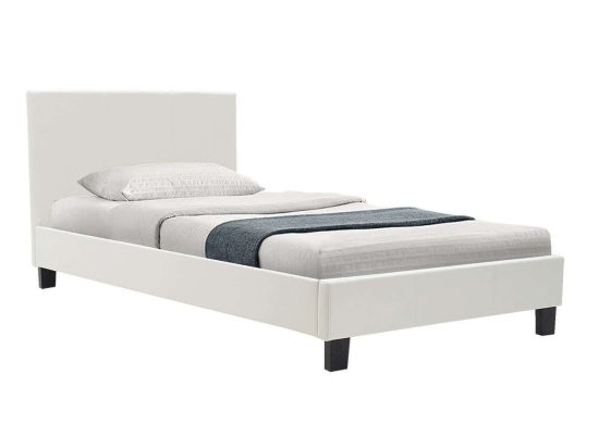Κρεβάτι Nevil Pu Χρώμα White Ματ Με Ανατομικές Τάβλες 212X106X87Cm 006-000012 Μονό Ξύλο,Τεχνόδερμα