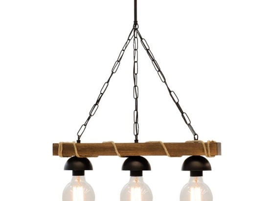 Φωτιστικό Οροφής PWL-0107 50x8,5x59,5cm Walnut-Black 099-000009 Μέταλλο,Ξύλο