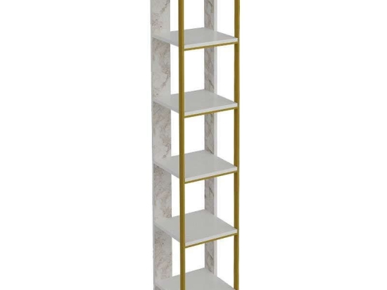 Βιβλιοθήκη PWF-0298 071-000857 32x31,5x178,5cm White-Gold Μελαμίνη,Μέταλλο