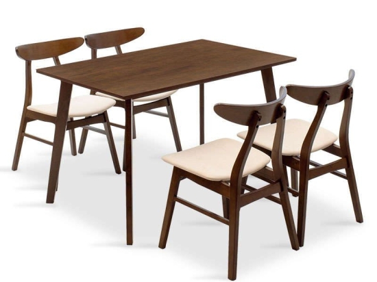 Τραπεζαρία Benson - Orlean Σετ 5τμχ 200-000182 120x80x75cm Walnut 4 Θέσεων