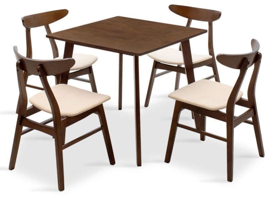 Τραπεζαρία Benson - Orlean Σετ 5τμχ 80x80x75cm 200-000176 Walnut 4 Θέσεων