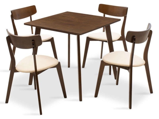 Τραπεζαρία Benson - Toto Σετ 5τμχ 200-000178 80x80x75cm Walnut 4 Θέσεων