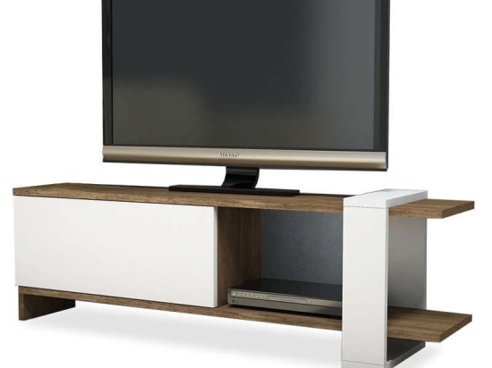 Έπιπλο Τηλεόρασης Cave 120-000042 120x25x37cm Brown-White Μελαμίνη,Mdf