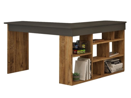 Γραφείο Γωνιακό Rosaline 176-000024 120x129x72cm Anthracite-Oak