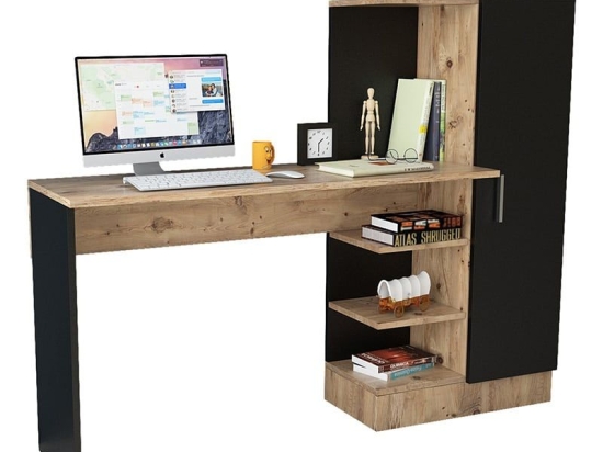 Γραφείο Με Ραφιέρα Kary 176-000019 152,5x40x120cm Black-Oak