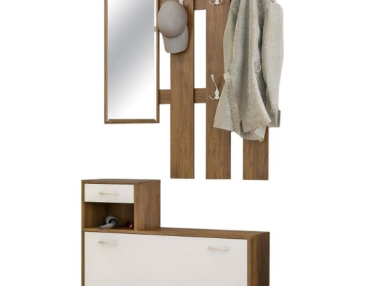 Έπιπλο Εισόδου Jamie 173-000022 100x27,5x187cm Walnut-White Μοριοσανίδα, Μελαμίνη