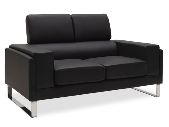 Καναπές Shea 074-000012 Διθέσιος 158x80x87cm Black-Inox Μέταλλο,Τεχνόδερμα