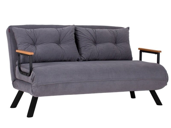 Καναπές - Κρεβάτι PWF-0546 Διθέσιος 133x78x78cm Anthracite-Black Μέταλλο,Ύφασμα
