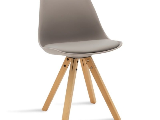 Καρέκλα Caron 127-000011 48x55x80 Grey-Natural Ξύλο,Τεχνόδερμα
