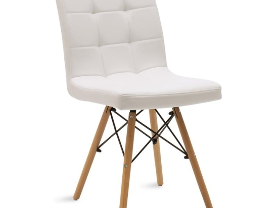 Καρέκλα Cian II 127-000030 55x47x82 White-Natural Ξύλο,Τεχνόδερμα