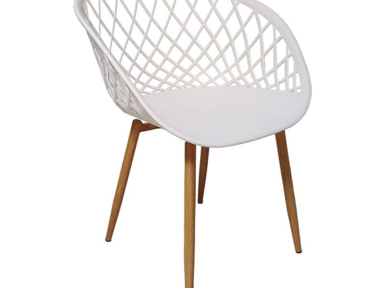 Καρέκλα Ezra I 127-000073 63x56x80 White-Natural Μέταλλο,Πολυπροπυλένιο