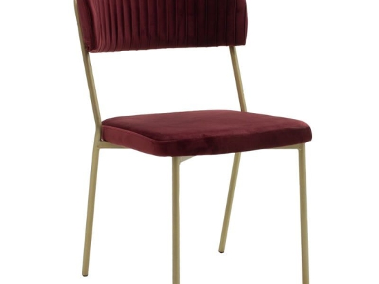 Καρέκλα Livio 101-000045 53x57x89 Bordo-Gold Βελούδο, Μέταλλο